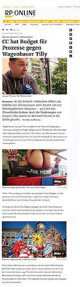 Rheinische Post, 15.4.2016 Artikel im Wortlaut auf RP Online [http://www.rp-online.de/nrw/staedte/duesseldorf/karneval/duesseldorf-cc-hat-budget-fuer-prozesse-gegen-wagenbauer-tilly-aid-1.5903897]