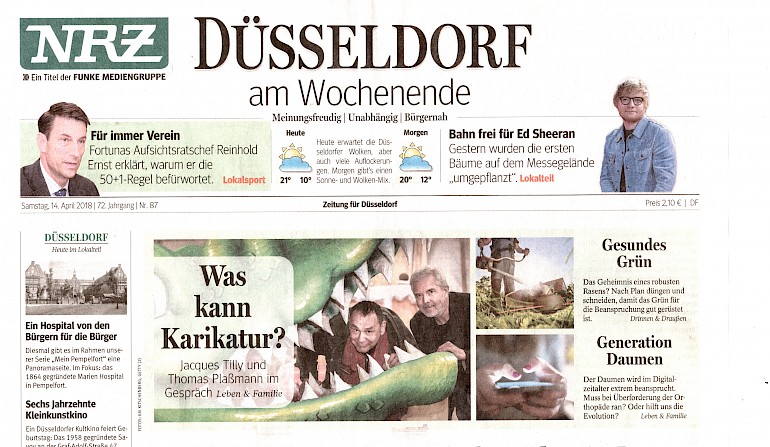 Neue Rhein Zeitung, Titelseite, 18.4.2018