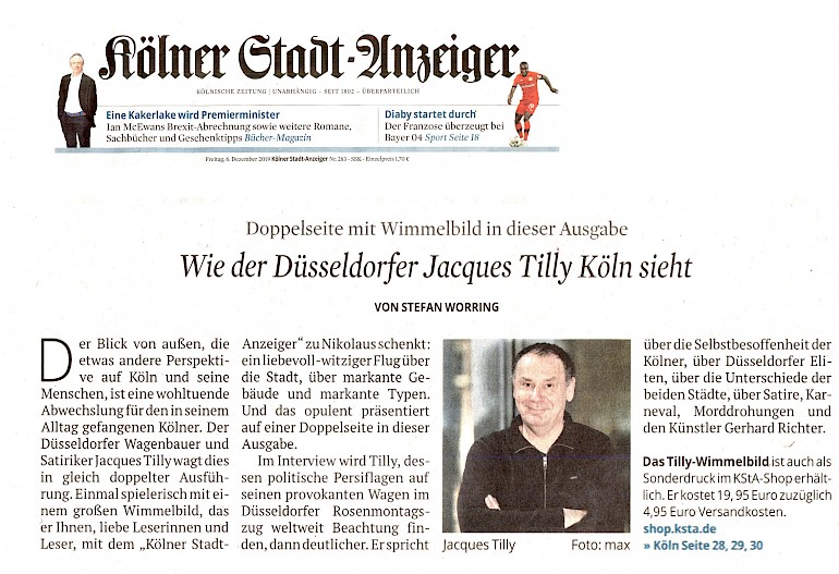 Ausschnitt aus der Titelseite des Kölner Stadtanzeigers am 6.12.2019