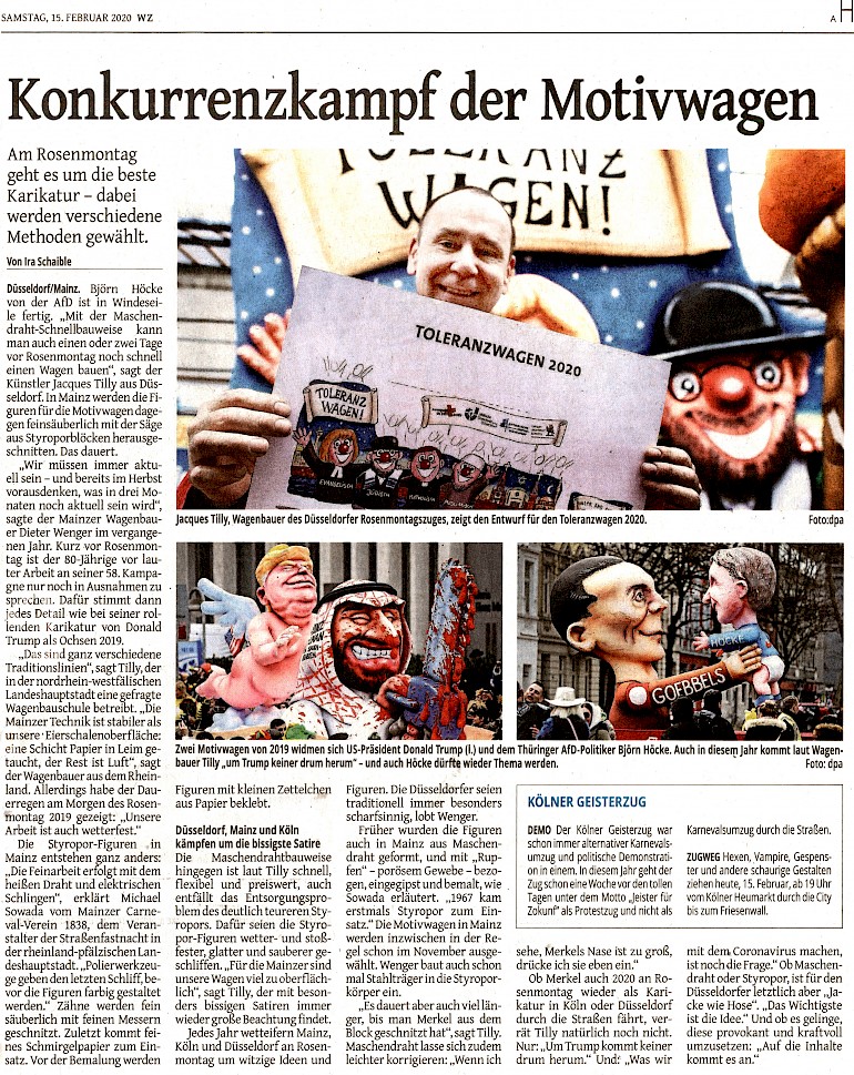 Westdeutsche Zeitung, 15.2.2020 [https://www.wz.de/panorama/der-konkurrenzkampf-der-motivwagen-bei-den-rosenmontagszuegen_aid-48976761]