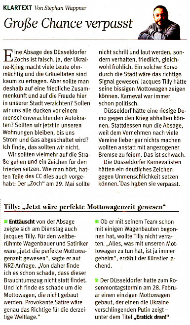 Neue Rhein Zeitung, 6.4.2022, Kommentar