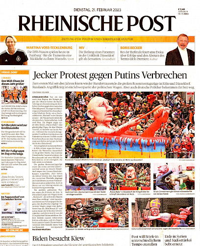 Rheinische Post, 21.2.2023, Titelseite * Mehr Presse zum Rosenmontag 2023 [/pressespiegel/pressespiegel-2023-2022/rosenmontag-2023/mehr-presse-zum-rosenmontag-2023/]
